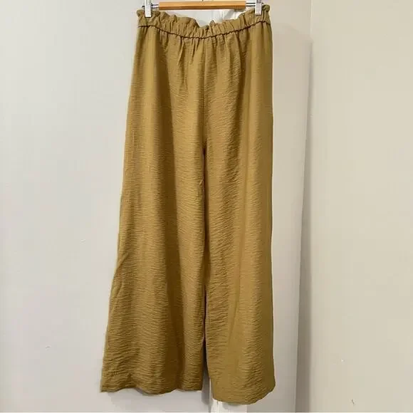 Zara WIDE LEG GATHERED WAIST PANT Size Large - Picture 9 of 9